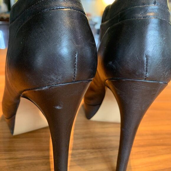 Nine west, leather, bootie, platform stiletto heel sz 8 M, black, EUC - Picture 8 of 16